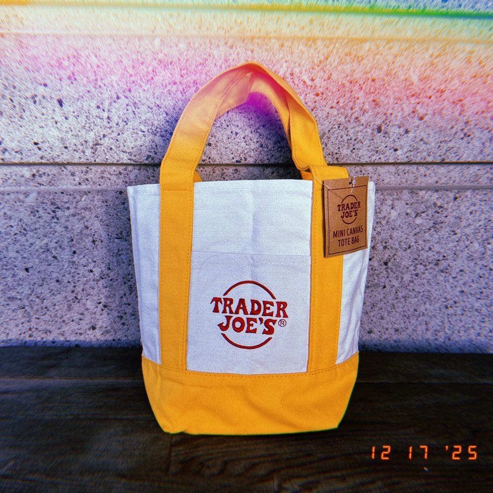 Yellow and White Mini Canvas Tote Bag